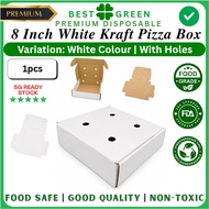 8 Inch White Pizza Box With Holes | Dessert Box | Takeaway Box | Food Grade Kraft Interior [1pcs]