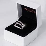 With Box Original Pandora Flip Ring S925 Silver Light Luxury Couple Ring Unisex Ring