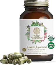 Pure Synergy Superfood | 270 Capsules | Made with Organic Ingredients | Non-GMO | Green Superfood wi