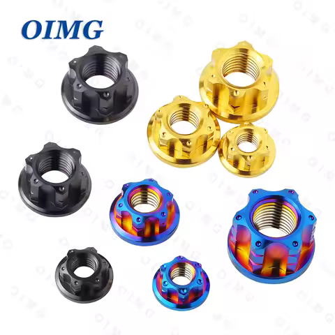 Titanium Nut M6 M8 M10 M12 Flange Hexagon Nuts for Motorcycle Bicycle Rear Axle Nut Titanium Fastene