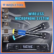 Dual Wireless Cordless Microphone System with SHURE Wireless UT4 Type +2 Handheld MIC Karaoke Home Application Dual Wireless Cordless Microphone System for Karaoke - Includes SHURE UT4 Type Handheld MIC, Bluetooth Connectivity, Mixer, Speaker Stand, and R