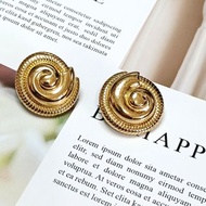 vintage jewelry Monet 金色立體螺形 夾式耳環