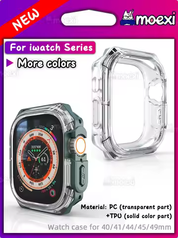 For iwatch ultra HK9 ULTRA 2 Max Smartwatch Protective Case PC+TPU Transparent two-color armored wat