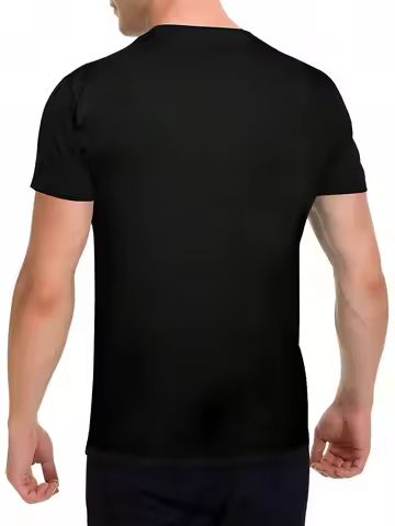 Black Solid Casual Short Sleeve T-Shirt For Men Vintage Style Fathers Day Gift
