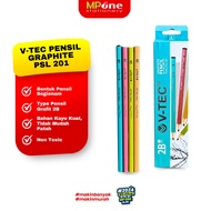 (1 BOX) V-Tec Graphite Wood Pencil 2B PSL-201/ Exam Pencil 2B Contents 12 Pcs V-Tec