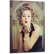 Vintage Curlers Poster Hair Salon Wall Art, Retro Hairdressing Canvas Print, Wall & Bedroom Decor, 2