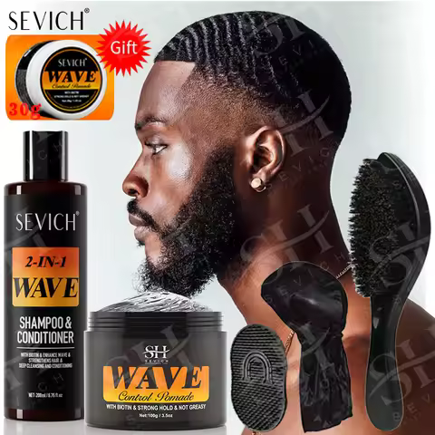 Deep Wave Control Pomade 360 Biotin Sport Strong Hold Wave Hair Gel With Brush Wavy Hair Oil Shampoo