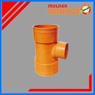 ┬ — ∟ MOLDEX Orange PVC Fittings -TEE REDUCER (3" x 2", 4" x 2", 4" x 3"}