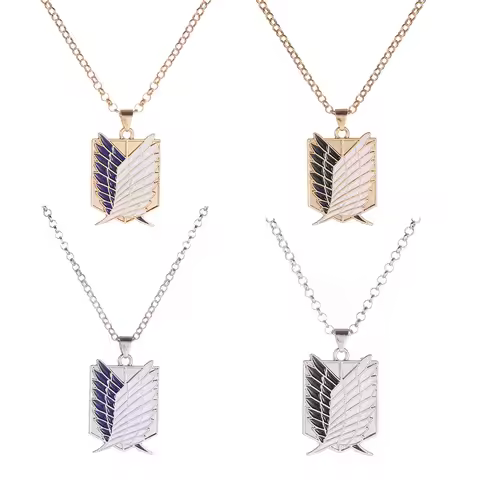 Fashing Creative Personalized Square Metal Pendant Sweater Chain Accessories Gift Attack on Titan Er