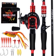 FRRTC Fishing Set 165cm 180cm Casting Fishing Rod Medium Light Power 7.2:1 Gear Ratio Casting Reel