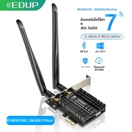 EDUP BE9715GS WiFi 7 การ์ดเครือข่าย PCIe 8774Mbps Tri-Band 2.4/5/6GHz พร้อม Bluetooth 5.4 สําหรับการ