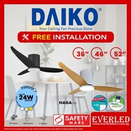 [FREE INSTALLATION] DAIKO Haga LITE DC Ceiling Fan with 24W DIMMABLE Tricolor LED Powered by Philips