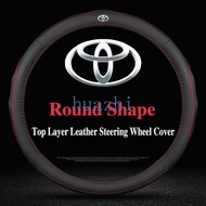 For TOYOTA Car Steering Wheel Cover 38cm Made Of First Layer Cowhide No Smell Breathable Sweat-Absorbent Anti-Skid Protect Alphard Avanza Camry Corolla CHR Altis Estima Accessories