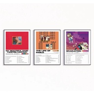 WOYY Modern Kanye West Albums Art Cover Music Songs Rap Wall Aluminum Frame Canvas Painting Posters 