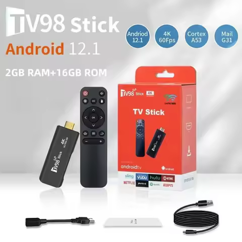 TV98 Ultra HD TV Stick Android 12.1 4K Smart TV Box 2.4G 5G WiFi H.265 Network Media Player Set Top 