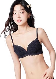 6IXTY8IGHT Women's Sofiya Wireless Lace Demi Bra Super Soft Medium Padded Cups Push Up Lingerie BR13