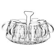 Glass Cup Household Set 6pcs with Tray Cup Holder Heat-Resistant Drinking Cup Tea Cup Tea Cup