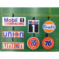 Patch patches kain sulam 76 union gulf mobil 1 sticker kain tampal cap baju