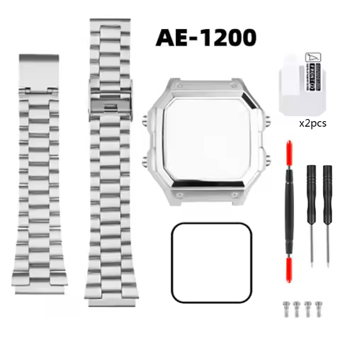 AE1200 Case Mod Kit All Metal For Casio 3299 AE-1200 AE-1200wh AE1300 Bezel Glass Stainless Steel Sh