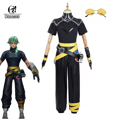 ROLECOS Ezreal Cosplay Costume Game LOL HEARTSTEEL Black Uniform Suit Halloween LOL HEARTSTEEL Ezrea