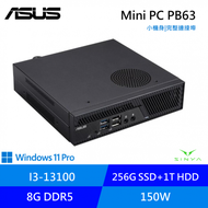 ASUS Mini PC 商華碩用迷你電腦/i3-13100/8G D4/256G SSD/Win11 Pro/3年保固/PB63-B3094AH