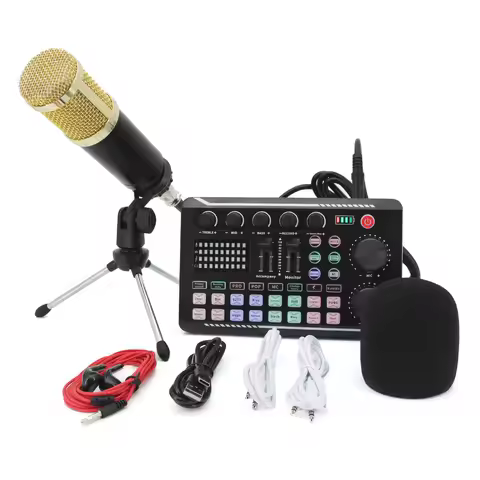 #DJ Equipment Microphone Kits Sound Card Wireless Sound Mixer Card with Live Sound Card for Music/Re