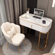 輕奢岩板書桌臥室電腦臺式桌(白色60書桌+花瓣椅)