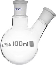 2 Neck Round Bottom Boiling Flask, 100mL - 19/22 Center & Side Joints - Borosilicate Glass - Eisco L