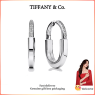 (New) Womens Fashion earrings s925 sterling silver Lock Series Diamond Medium Earrings Valentines Da