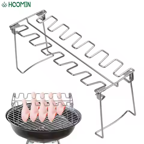 BBQ Beef Chicken Wing Leg Grill Barbecue Cooking Rack Non-Stick Stainless Steel Barbecue Drumstick O