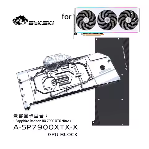 Bykski Water Block for Sapphire Radeon RTX 7900 XTX Nitro+ Pulse Video Card /Copper Cooling GPU Radi