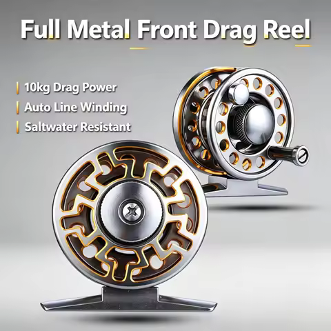 Full Metal Front Drag Fishing Reel Automatic Line Winding Micro Lead Raft Ice Fly Fishing Wheel Left