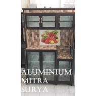 L1D4- Rak Piring Aluminium Kaca Keramik 3 Pintu MC SUPER (COKLAT) TEBAL