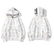 BAPE Mùa xuân triều thương hiệu cá mập ngụy trang Zipper Hoodie Coat cho nam và nữ cặp vợ chồng ngườ