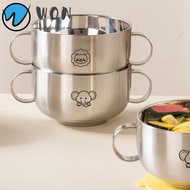 WON Kid Bowl, 316 Stainless Steel Double Ear Children's Food Bowl, Durable Cute Pattern Double Layer