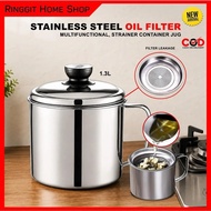 Ringgit Home Shop Used Oil Storage Container, Stainless Steel Oil Filter, Lard Strainer, Large Capac
