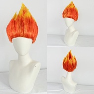 Flame Costume Synthetic Wig Pre-Styled Anger Fire Wig Two Tone Orange and Yellow Stylish Flame Wig S