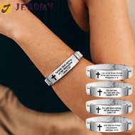 JEROMY Inspirational Quotes Braclets, Stainless Steel/PVC Bible Verse Family Friendship Bracelet, Si