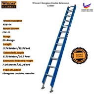 Winner Ladder FDE Fiberglass Double Extension Ladder 14ftx14ft 14kaki x 14 kaki Tangga TNB Heavy Dut