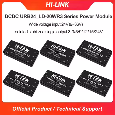 Hi-Link 20W 12V 1.67A URB2405LD-20WR3/URB2412LD-20WR3/URB2415LD-20WR3 9-36Vdc Isolated DC DC Power S