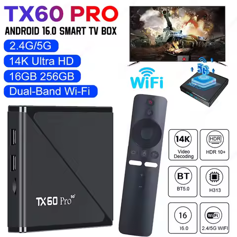 Brand New TX60 PRO Android 16.0 Smart TV Box Support Voice Control Dual WiFi Media Player 14K Ultra 