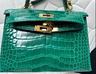 Hermes Mini Kelly II 2 crocodile jade green handbag Crossbody bag 愛馬仕 鱷魚 迷你 凱麗 翡翠綠 綠色 斜咩 袋 包
