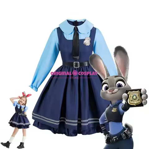 Judy Hopps Cosplay Dress Zootopia Bunny Costume for Women Carnival Party Outfit Police Rabbit Hallow