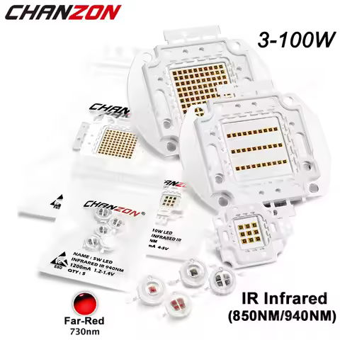 High Power Intensity Led Chip Infrared Far Red Light Bulb Lamp Bead 3W 5W 10W 20W 30W 50W 100W Smd C