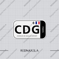 Stiker Vinyl Charles de Gaulle Airport Code CDG Sign Sticker