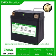 Bình Acquy ZMax Pin Lithium LifePO4 12V 12Ah ZM12V12-YT6 Dùng Cho Xe Máy