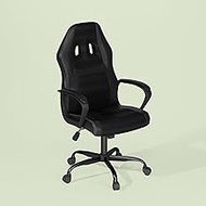 Furinno Ara High Back Ergonomic Swivel Office Computer Gaming Chair, Adjustable Height with Lumbar Support &amp; Fixed Armrest, Black