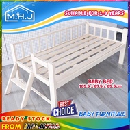 MHJ Wooden DIY Baby Bed Cot Attached to Parents Side Bed With Guardrail &amp; Staircase Katil Budak Katil Bayi Anak Kecil