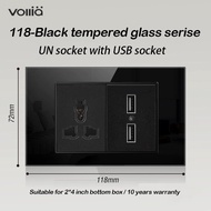 Vollia ปลั๊กไฟ 15amp สำหรับผนัง Black 1 2 3 4 Gang 1 2 Way Wall Switch for Light Universal Multiple