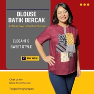 NEW Atasan Blouse Batik Wanita Bercak Lengan Pendek / Blouse